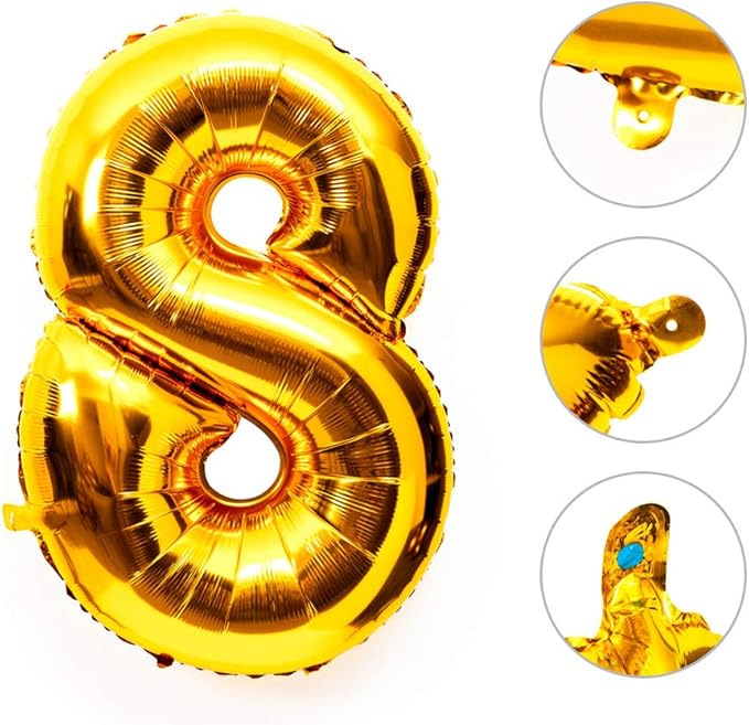 40 Inch Large Foil Helium Number Balloon Birthday Wedding Party 0-9 (Gold, 8)
