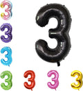 40 Inch Large Foil Helium Number Balloon Birthday Wedding Party 0-9 (Black, 3)