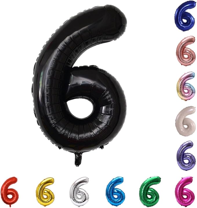 YPSelected 32 Inch Large Foil Helium Number Balloon Birthday Wedding Party 0-9 (Black, 6)