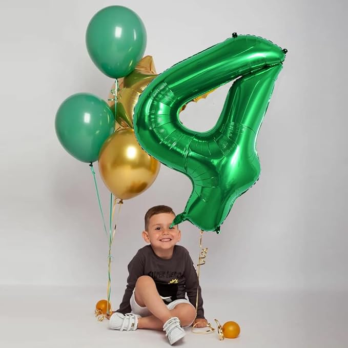 TONIFUL 40 Inch Dark Green Large Numbers Balloon 0-9 Birthday Party Decorations Foil Mylar Big Number 4 Balloon Digital 4 for Birthday Party,Wedding, Bridal Shower Engagement Photo Shoot Anniversary