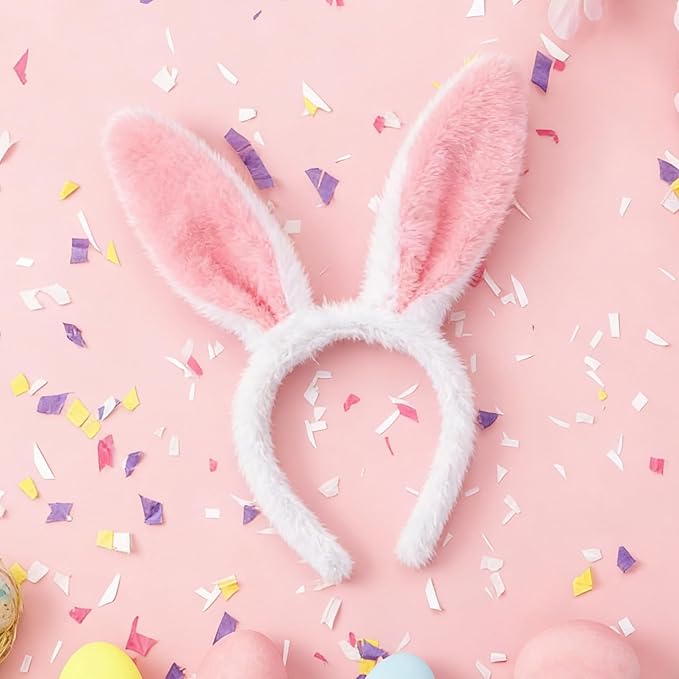 12Pcs Bunny Ears Headbands Plush Cute Rabbit Ear Hairbands Bunny Easter Halloween Costume Party Favors