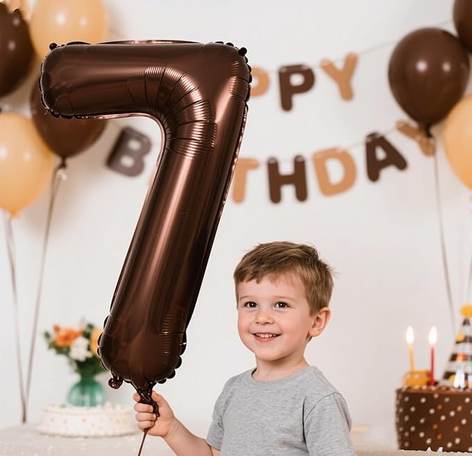 7 Balloon Coffee Brown Numbers, 17th Birthday Decorations For boys And Girls, 40 Inch Big Balloons for 7, 17, 27, 70 Birthday, Wedding Anniversary, Christmas, New Year, Halloween Party Decor