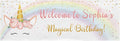 Let's Make Memories Personalized Unicorn Birthday Banner - Happy Birthday Banner for Kids - Custom Party Decorations - Indoor/Outdoor Vinyl - Any Name - Unicorn Party Decor - 6ft
