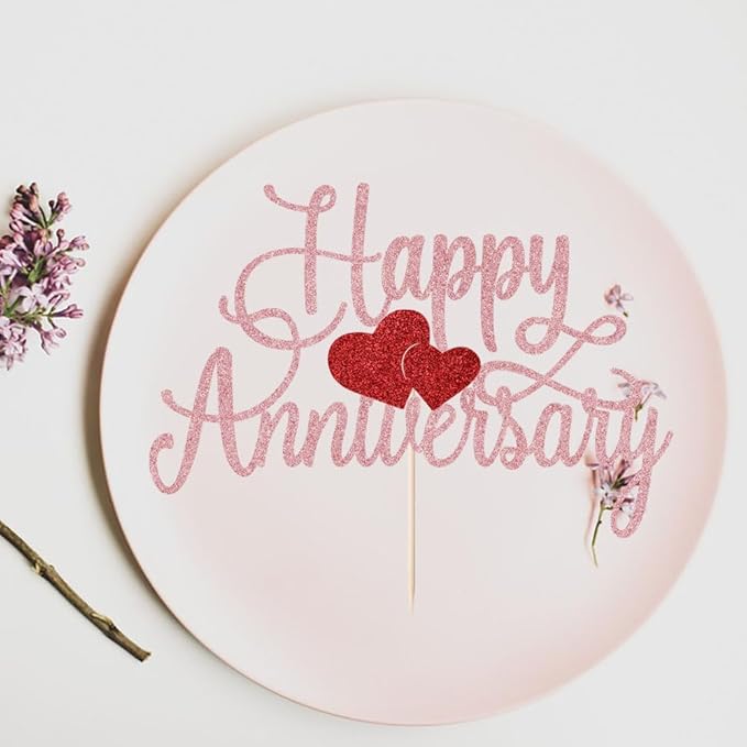 Kaoenla Happy Anniversary Cake Topper - Company Anniversary,Wedding Wedding Anniversary,Birthday Party Selected Decoration Supplies