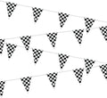 Checkered Pennant Banner Flags - GREATRIL Black White Racing Theme Triangle Bunting for Birthday/Garage/Race Car Party Decorations 4 Strings