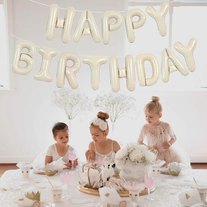 TONIFUL 16 Inch Cream White Letter A-Z Balloons,Custom Phrase Mylar Foil Alphabet Letter DIY Personalized Phrase Banner for Birthday Anniversary Baby Shower Bride Shower Supplies Decor(26 Pcs)