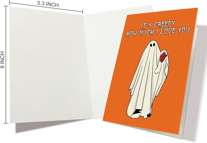 Nchigedy Spooky Ghost Anniversary Card for Men Women, Creepy Halloween Birthday Card for Husband Wife, Funny Valentines Day Card for Boyfriend Girlfriend