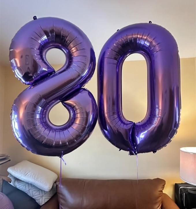 40 Inch Number 8 Balloon, Purple 8 18 28 80 Birthday Balloons for Men Boys, 8th Birthday Decorations Party Supplies, Wedding, Graduations