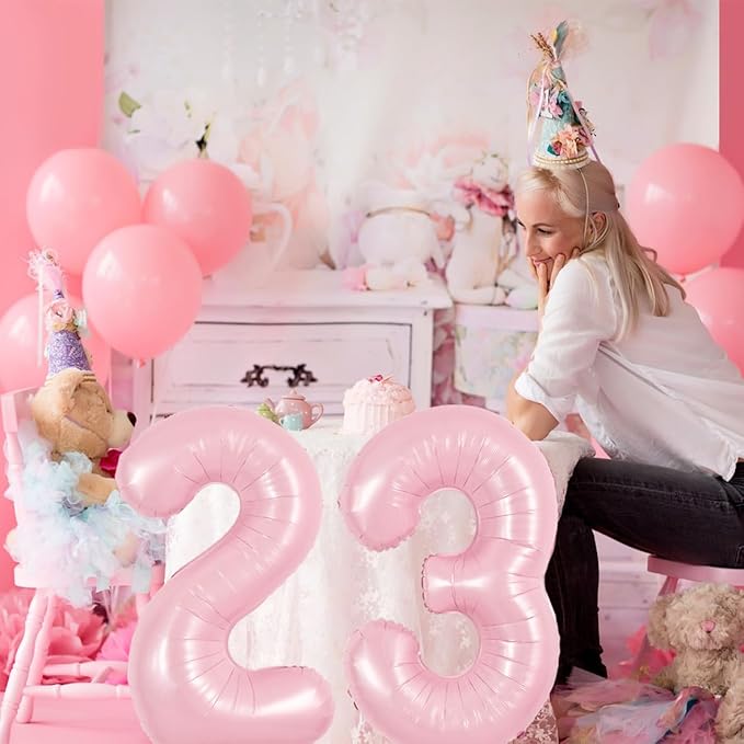 TONIFUL 40 Inch Pastel Pink Number 3 Balloon Balloon Big Pink Digital 3 Balloon for Girl's Birthday Party Wedding Bridal Shower Engagement Anniversary Photo Shoot Supplies