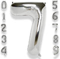 AULE 40 Inch Big Silver 7 Balloon Number Large Foil Helium Number Balloons 0-9 Jumbo Giant Happy 7th Birthday Party Decorations for Boy or Girl Huge Mylar Anniversary Party Supplies