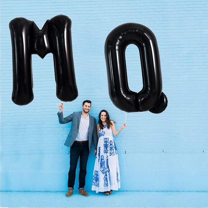 TONIFUL 40 Inch Large Black M Letter Balloon - Jumbo Helium Foil Mylar Big Alphabet for 2026 New Year Eve Graduation Wedding Baby Shower Birthday Party Anniversary Supplies Decorations