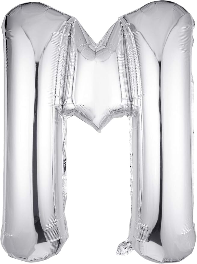 Letter Balloons 40 Inch, Single Silver Letter M Balloons Aluminum Hanging Foil Film Balloon for Baby Shower, Wedding Anniversary, Graduation, Birthday Party Decoration
