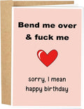 Rude Birthday Card for Husband, Naughty Boyfriend Birthday Card from Girlfriend, Dirty Birthday Card for Men, Bend Me Over & Fuck Me