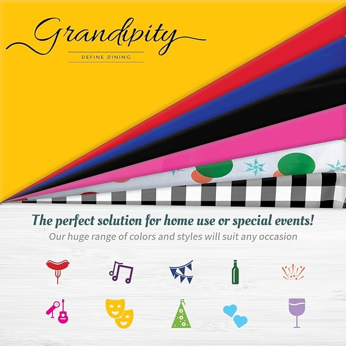 Grandipity 12 Pack Premium Disposable Plastic Tablecloth 54 Inch. x 108 Inch. Decorative Rectangle Table Cover - Silver