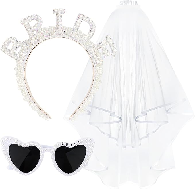 Jaciya Pearl Bride Headband with Veil