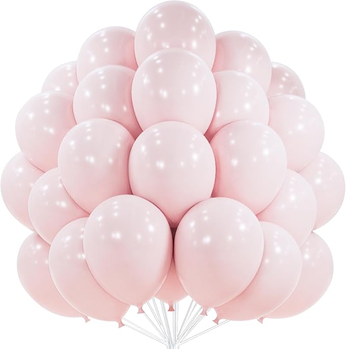 PartyWoo Pale Pink Balloons 50pcs 12 Inch Light Pastel Baby Pink Latex Helium Balloons for Birthday Engagement Bachelorette Baby Shower Easter Princess Butterfly Theme Party Decorations Pink-Q01