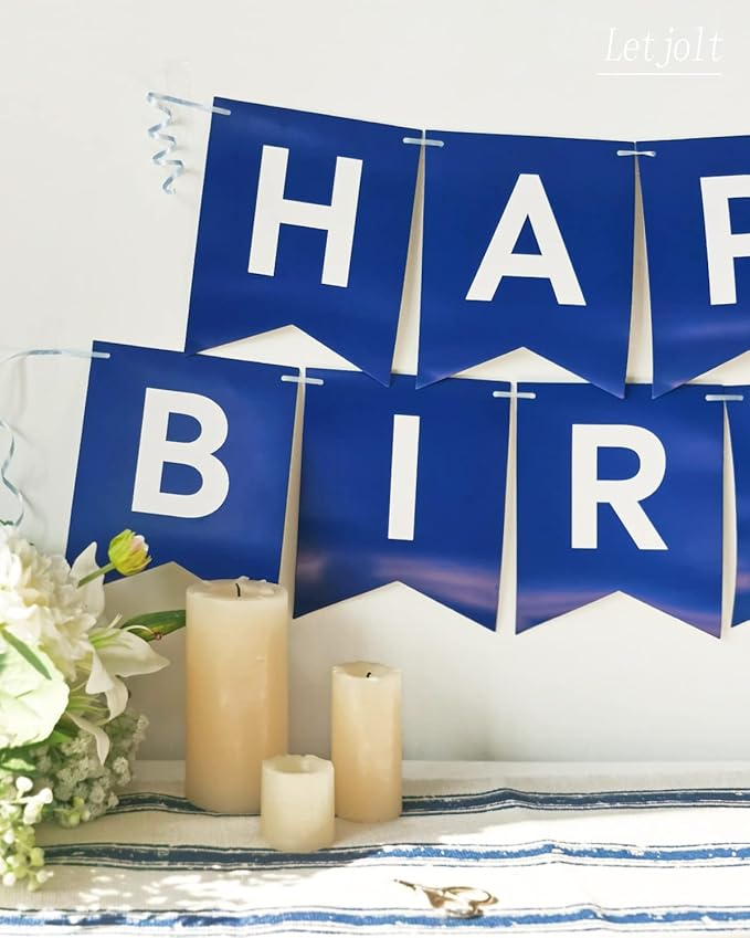 Navy Blue Happy Birthday Banner Nautical Theme Boys Birthday Party Supplies Garland Decorations Birthday Signs Nursery Hanging Decor 13pcs
