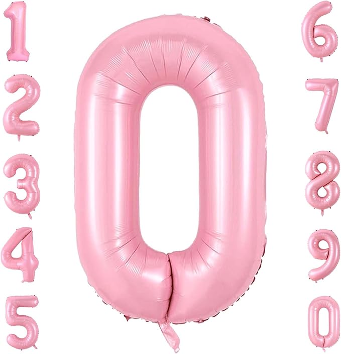 Number 0 Balloon 40 Inch Pink Number Balloon Foil Mylar Alphabet Balloon for Birthday Wedding Baby Shower Party Large Number Balloon
