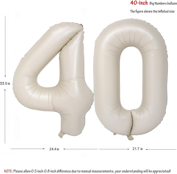 40 In Cream white Number Balloons Helium Foil Mylar Balloon Birthday Party banquet Decoration Digital 40