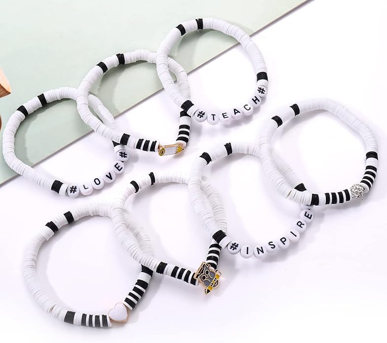 Surfer Heishi Bracelets for Women Stackable Rainbow Vinyl Disc Clay Beaded Stretch Bracelets Elastic Layering Friendship Bracelets Boho Summer Beach Jewelry