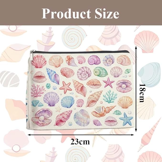 Beach Makeup Bag Colorful Ocean Seashell Starfish Makeup Bag Seaside Vacation Essential Gifts for Girls Mom Beaches Party Gifts for Women