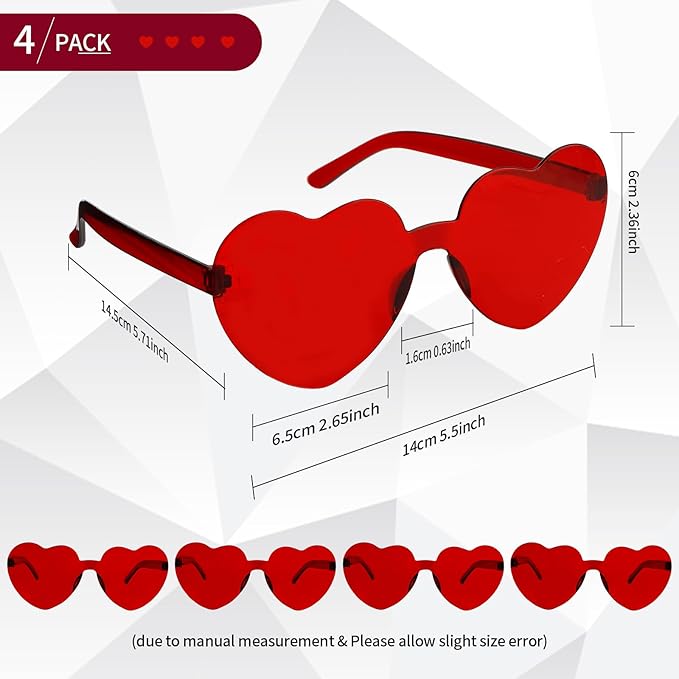 Heart Sunglasses Heart Shaped Glasses Bulk Valentines Halloween Bachelorette Party Decorations Glasses Women Men