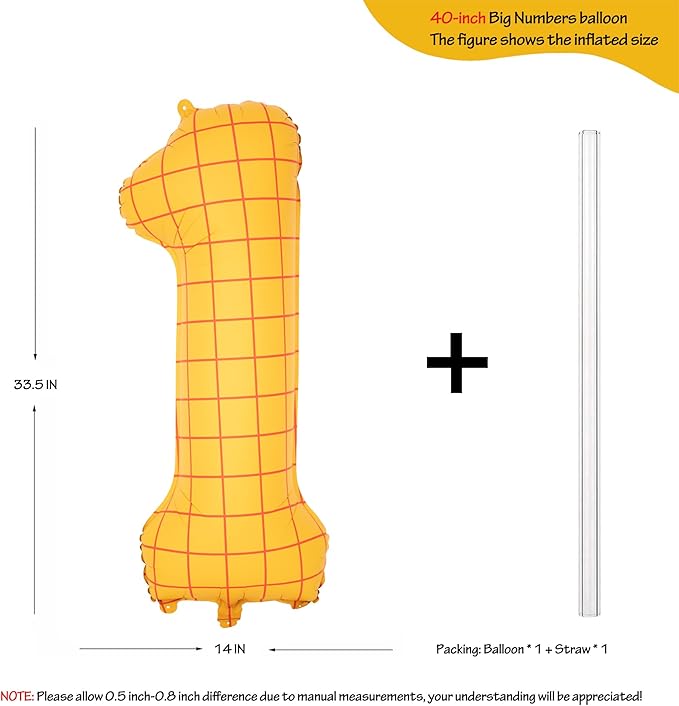 40" Matte Yellow Balloons Toy Inspired Story Theme party Supplies, Number Birthday Decoration, Cowboy Decorations Western, Cowgirl Party Balloon Digital 1