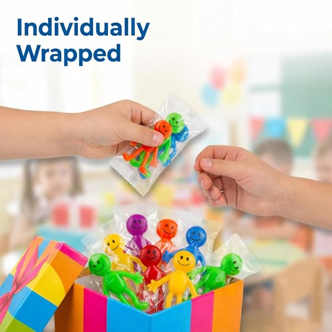 Stretchy Bendable Man (36 Pack) Assorted Fun Colors, A Sticky, Stretchable, Slimy, Gooey Texture, Toy for Stress Anxiety Relief, Great Party Favor, Stocking Stuffer