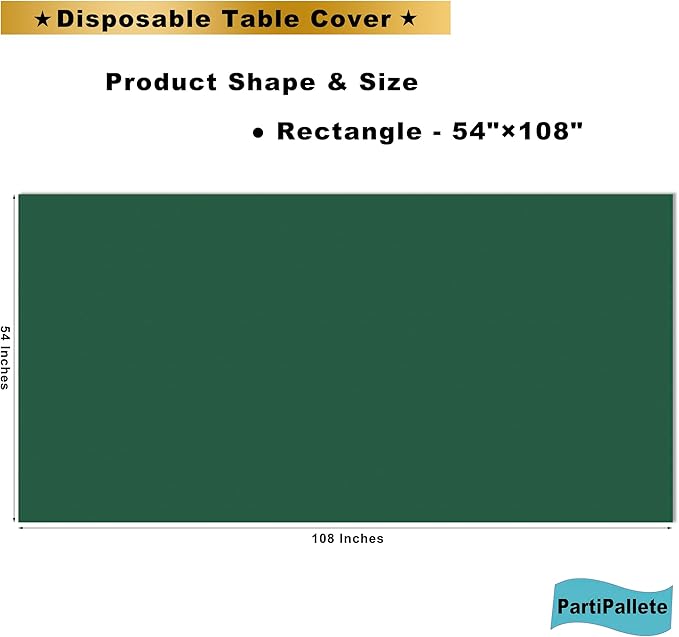 3-Pack Premium Plastic Dark Forest Green Tablecloth Disposable 54 x 108 Inch. Rectangle Table Cover Party Hunter Jungle Green Table Cloths for Parties Birthday Wedding Christmas Banquet