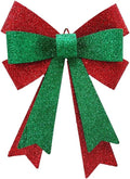 Metal Sparkly Christmas Red Bow Wall Decoration Hanging Xmas Red Bow for Wreath Christmas Tree Topper Ornaments Outdoor Indoor Christmas Decorations for Party Front Door Porch Home