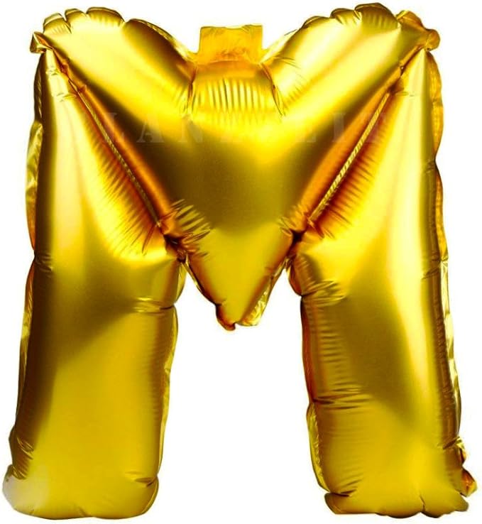 Glanzzeit 16 Inch Gold Balloons Decor Letters A to Z Numbers 0 to 9 for Wedding Prom Birthday Party (Letter M)