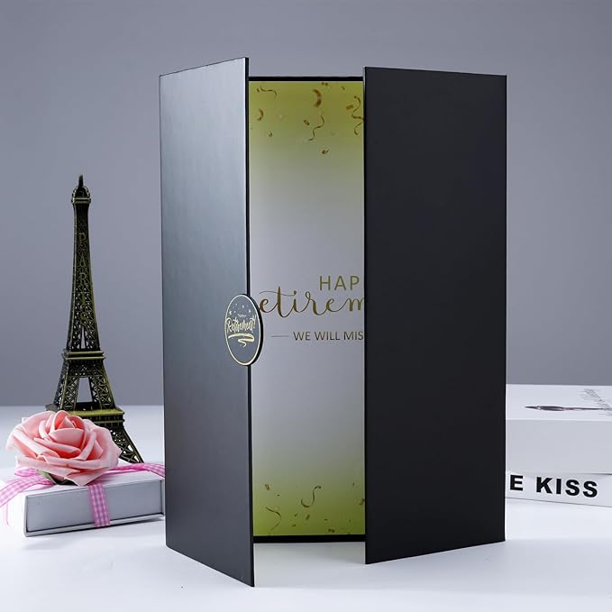 2 Pack Black Gold Retirement Party Decorations - Retirement Signing Board Guest Book Alternative | Officially Retired Gift for Men & Women | Farewell Party Supplies