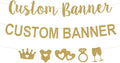 Custom Party Glitter Banner, Custom Glitter Garland, Birthday, Wedding Banner, Wedding Garland, Personalized, Golden