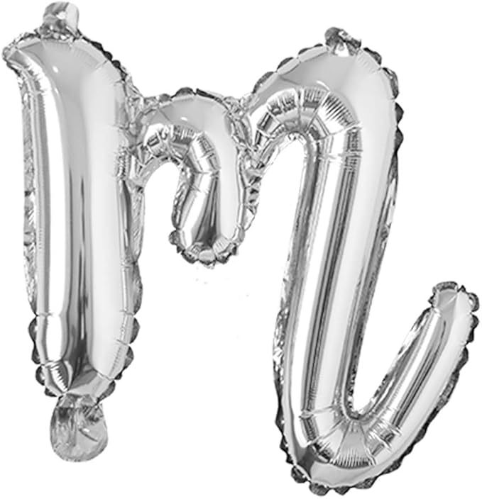18 inch silver lowercase Happy Birthday Balloon Letter Ballon Wedding Balloon Birthday Party Decorations Kid Adult Name Baloon (18 inch Silver m)