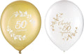 Happy Anniversary Latex Balloons (Pack Of 15) - 12" - Elegant Design, Perfect for Celebrations, Special Occasions, Events, Parties, & More, 50th, Gold & White
