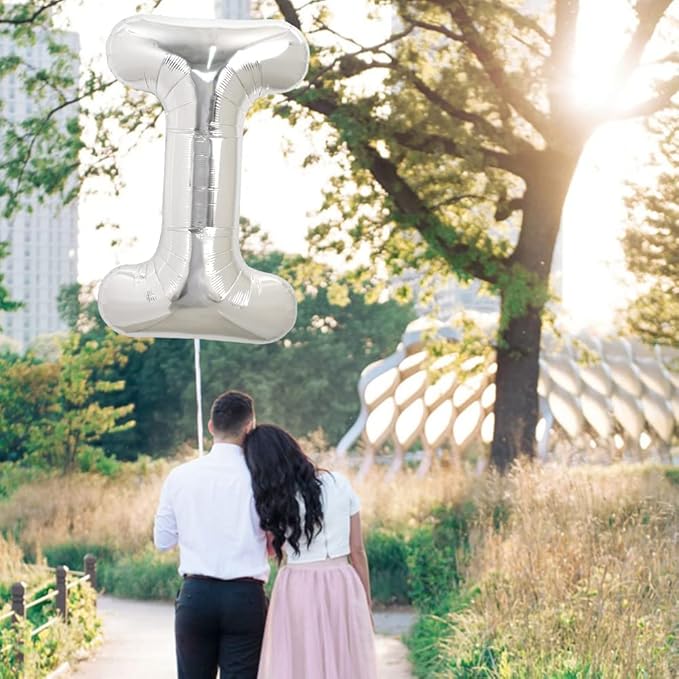 TONIFUL 40 Inch Large Silver Letter I Balloon - Foil Mylar Big Letter for 2026 New Year Eve Graduation Wedding Baby Shower Birthday Party Anniversary Supplies Decorations