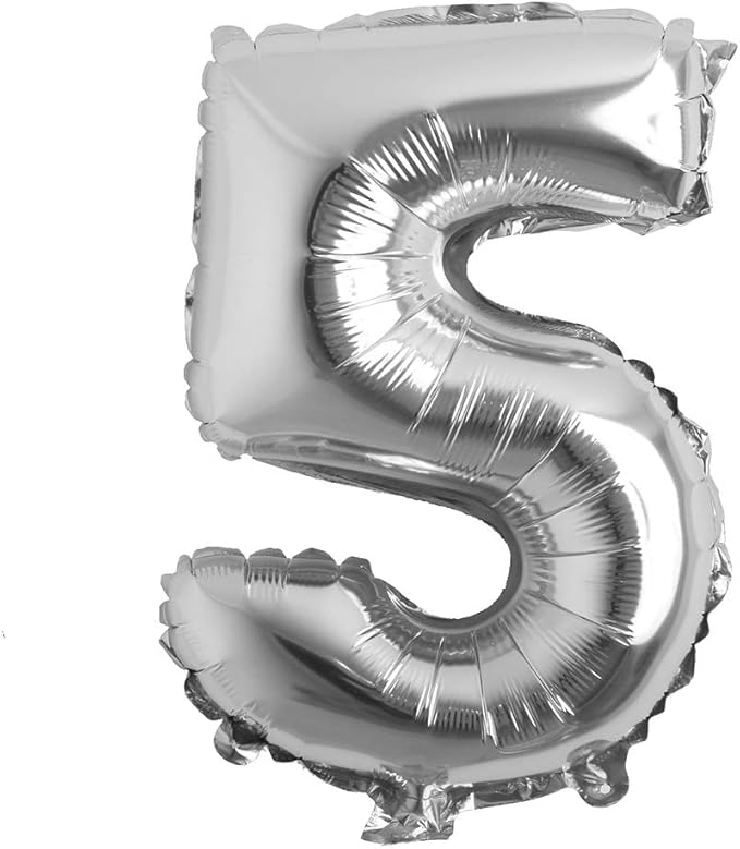 16" inch Single Silver Alphabet Letter number Balloons Aluminum Hanging Foil Film Balloon Wedding Birthday party decoration banner Air Mylar Balloons (16 inch Silver 5)