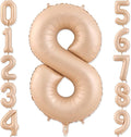 Number 8 Balloon, 8 Balloon, Number Balloons 40 Inch, Beige Large Big Foil Number Balloons for Birthday Party Graduation Wedding Anniversary Baby Shower Bachelorette Decoration Supplies