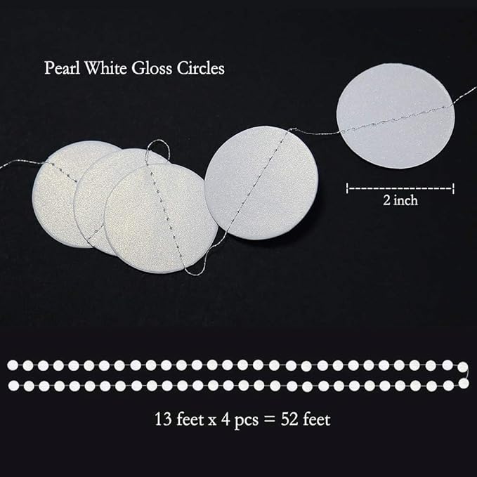 Cheerland White Circle Garland White Party Decorations Winter Wonderland Hanging Streamers Backdrop Banner Bday Birthday Baby Shower Bachelorette Bridal Shower Wedding Party Decor Christmas Decoration