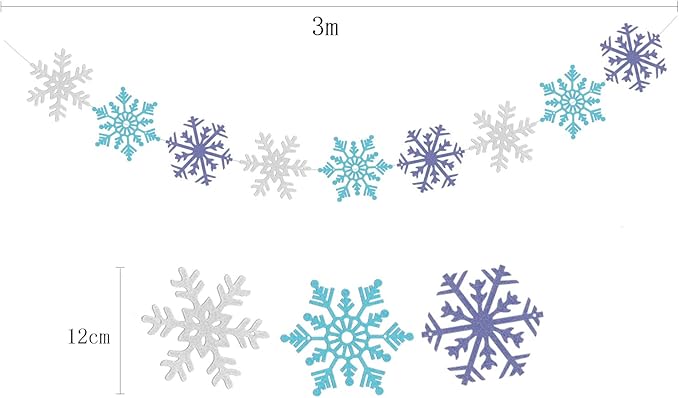 Snowflake-Snow Blue-White Christmas Frozen Party-Decorations - 9pcs Winter Girl Birthday New Year Paper Fan Banner Stareamers, Wonderland Party Supplies Decor Lasting Surprise