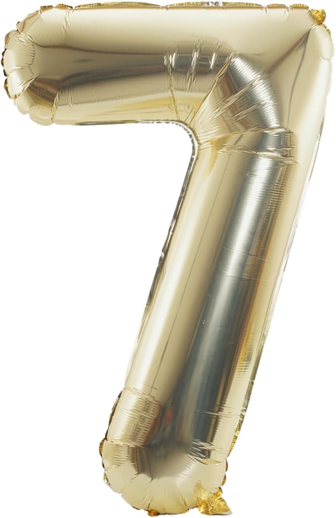 40 Inch Large Foil Helium Number Balloon Birthday Wedding Party 0-9 (Pale Gold, 7)