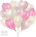 TONIFUL 30Pcs 18 Inch Heart Balloons Pastel Pink Cream White Pink Valentine’s Day Heart Shape Foil Mylar Balloons Decoration for Valentine's Day Wedding Bridal Shower Anniversary Engagement Party