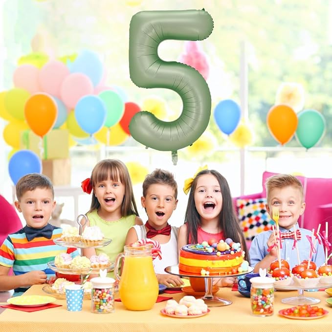 Number 5 Balloon, Large number balloons 40 inch, 5th Birthday Party Decorations 5 Year Old Birthday Sign Decor, Sage Green