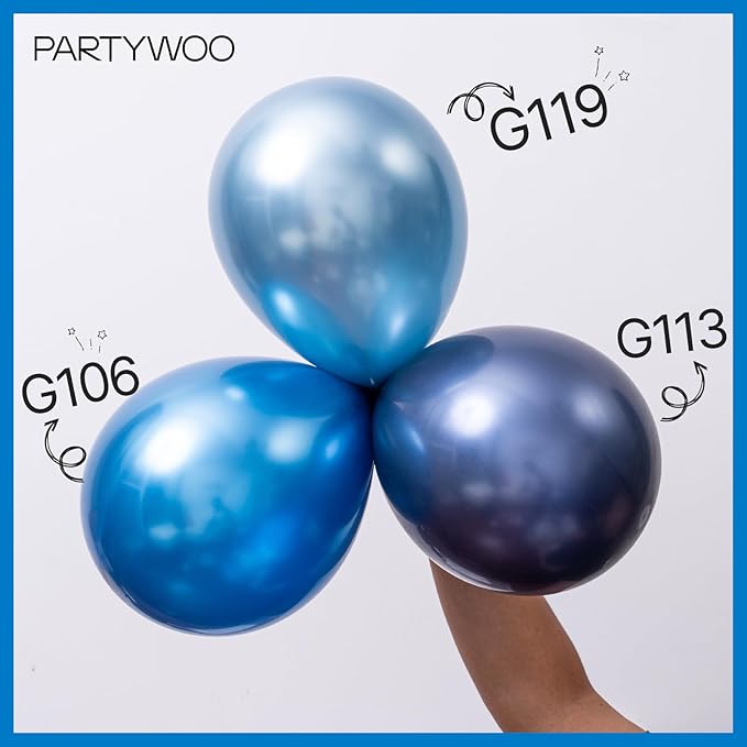 PartyWoo Metallic Blue Balloons, 50 pcs 12 Inch, Balloon Garland or Arch Decorations, Unisex, Birthday, Wedding