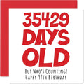 97th Birthday Card for Men Women Him Her - 35429 Days Old - Funny Adult Ninety-Seven Ninety-Seventh Happy Birthday Card for Grandma Grandpa Gran Mom Dad, 5.7 x 5.7 Inch Humor Joke Greeting Cards