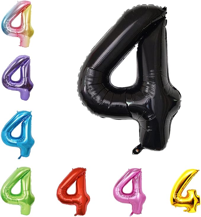 40 Inch Large Foil Helium Number Balloon Birthday Wedding Party 0-9 (Black, 4)