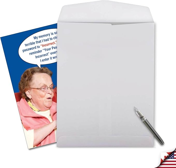 NobleWorks - 1 Big Humorous Happy Birthday Appreciation Card 8.5 x 11 Inch with Envelope, Jumbo Greeting a Funny Cell Phone Congratulations for Grandma and Old Ladies - Incorrect Password J9912