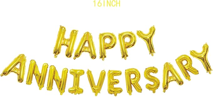 Anniversary Balloons Happy Anniversary Balloon Combination Happy Party Decoration Wedding Decoration (Golden suit)