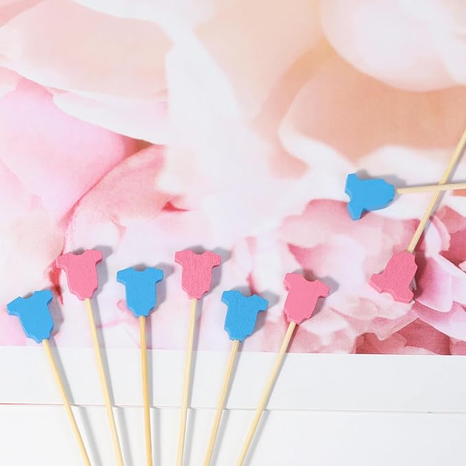 100Pcs Baby Gender Reveal Cocktail Picks Boy or Girl Theme Decor Toothpicks Fruit Sticks Skewers for Appetizer Food Sandwich Charcuterie Board Accessories, Baby Shower Decorations Party Supplies