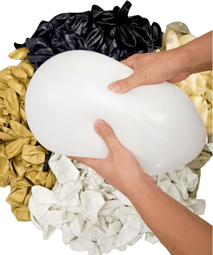 300 Pcs Black Gold Confetti Balloons Set Lncludes 12 inch Black White Gold and Confetti Balloons for Birthday Party Supplies Wedding Graduation Decorations
